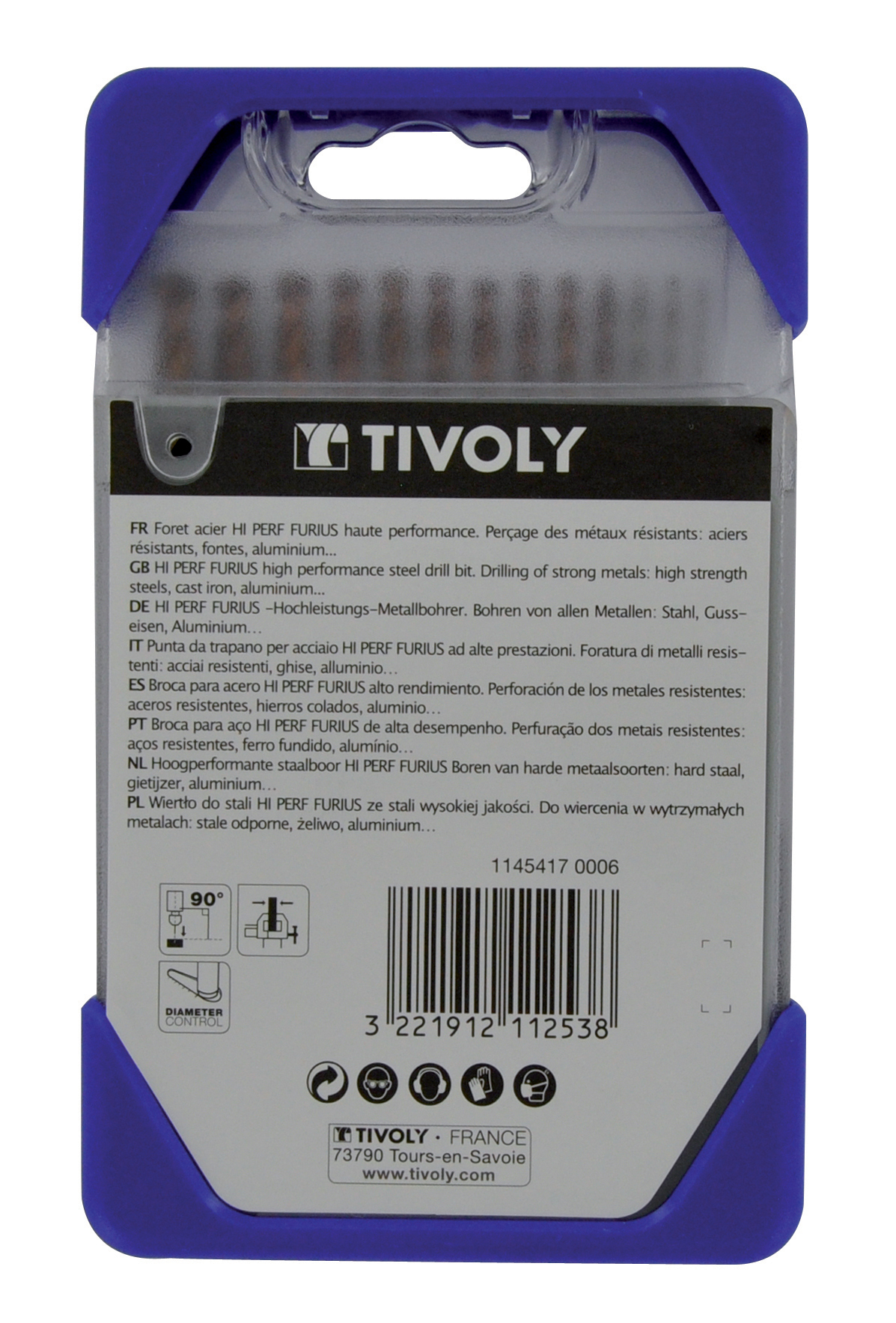 13 forets métaux FURIUS HSS revêtus FUSIO pointe en croix Ø 1,5 à 6,5mm PREMIUM TIVOLY - 11454170006