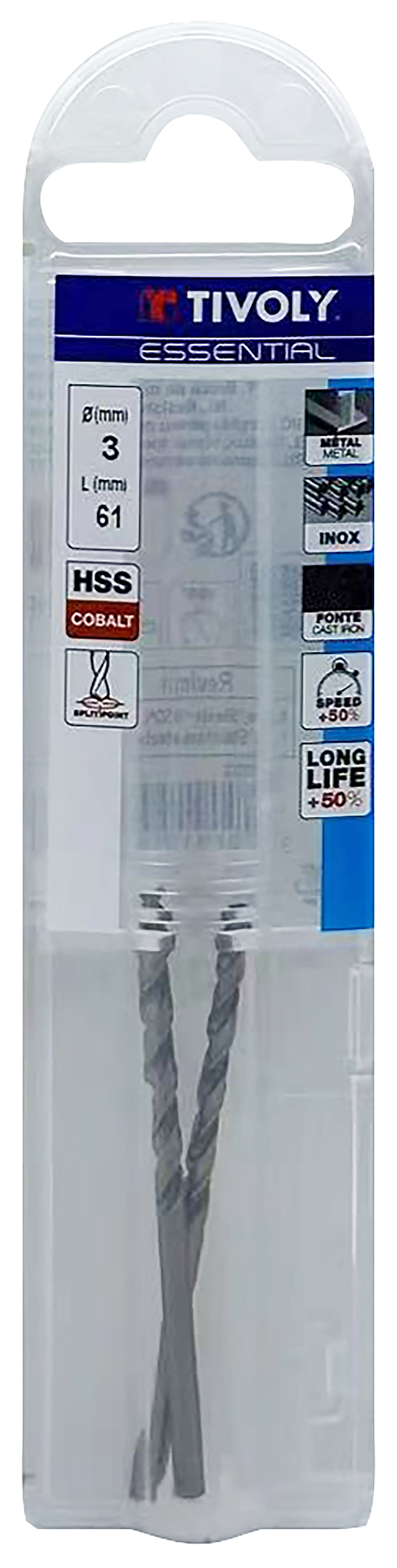Foret métaux HSS-E5 -Revêtu GOLD -DIN338 -h8 -Pointe en croix Ø: 3 L: 61 TIVOLY - 11455040300
