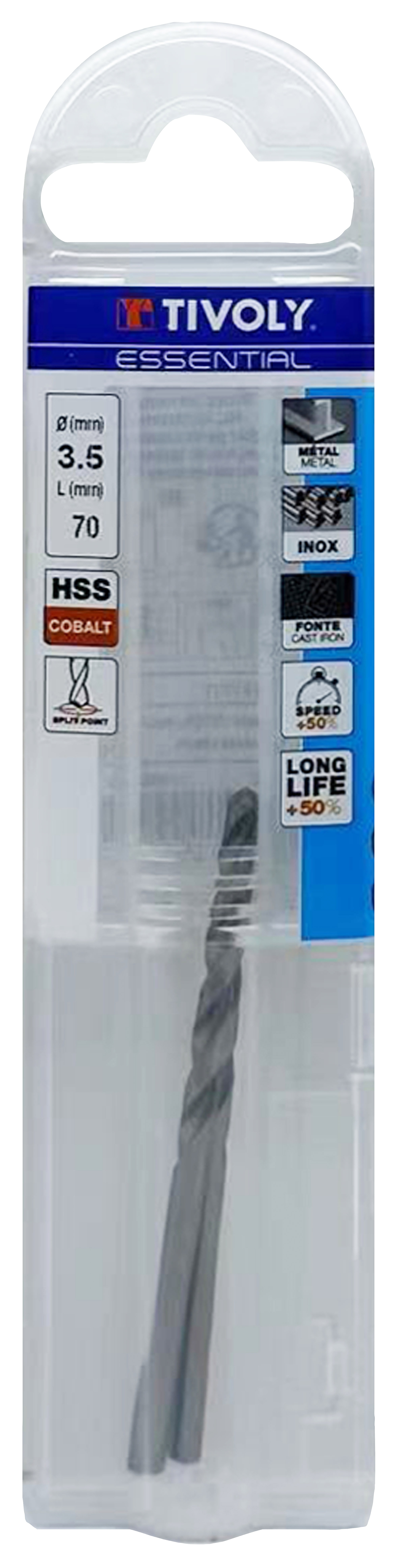 Foret métaux HSS-E5 -Revêtu GOLD -DIN338 -h8 -Pointe en croix Ø: 3.5 L: 70 TIVOLY - 11455040350