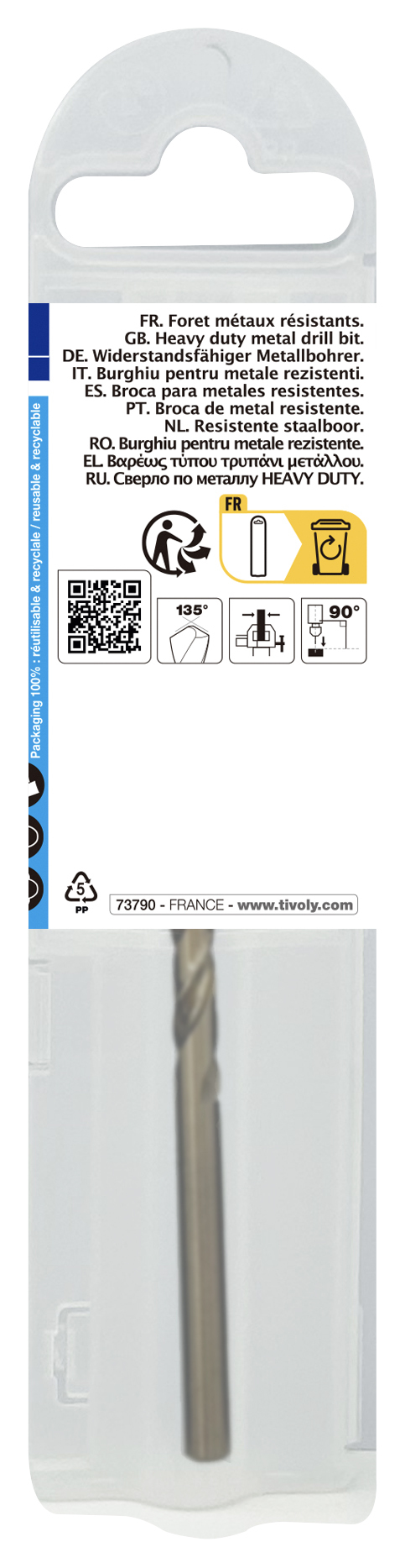Foret métaux HSS-E5 -Revêtu GOLD -DIN338 -h8 -Pointe en croix Ø: 6.8 L: 109 TIVOLY - 11455040680