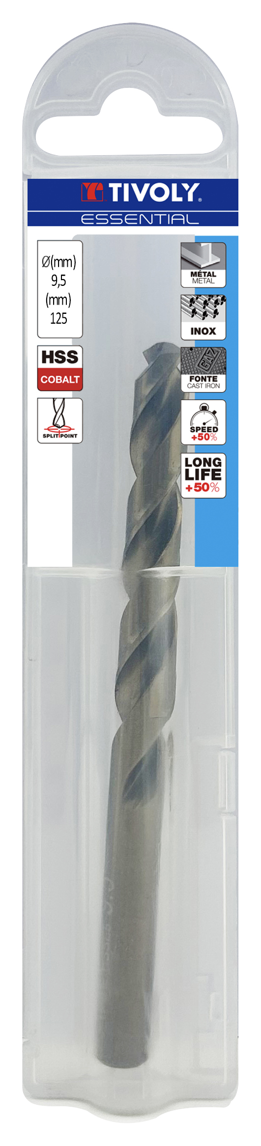 Foret métaux HSS-E5 -Revêtu GOLD -DIN338 -h8 -Pointe en croix Ø: 9.5 L: 125 TIVOLY - 11455040950
