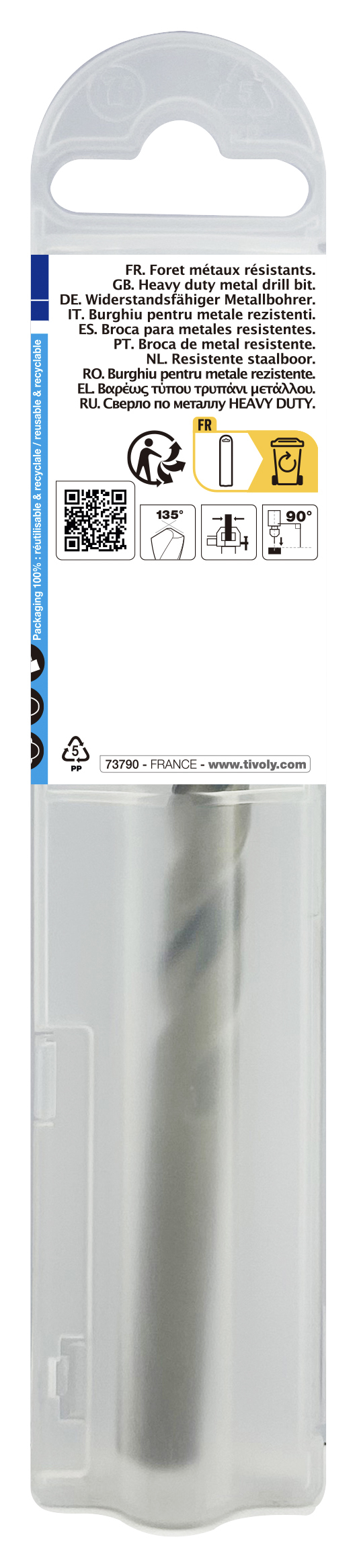 Foret métaux HSS-E5 -Revêtu GOLD -DIN338 -h8 -Pointe en croix Ø: 9.5 L: 125 TIVOLY - 11455040950