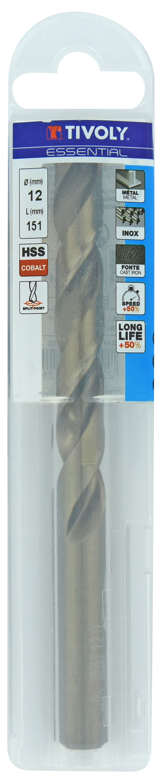 Foret métaux HSS-E5 -Revêtu GOLD -DIN338 -h8 -Pointe en croix Ø: 12 L: 151 TIVOLY - 11455041200