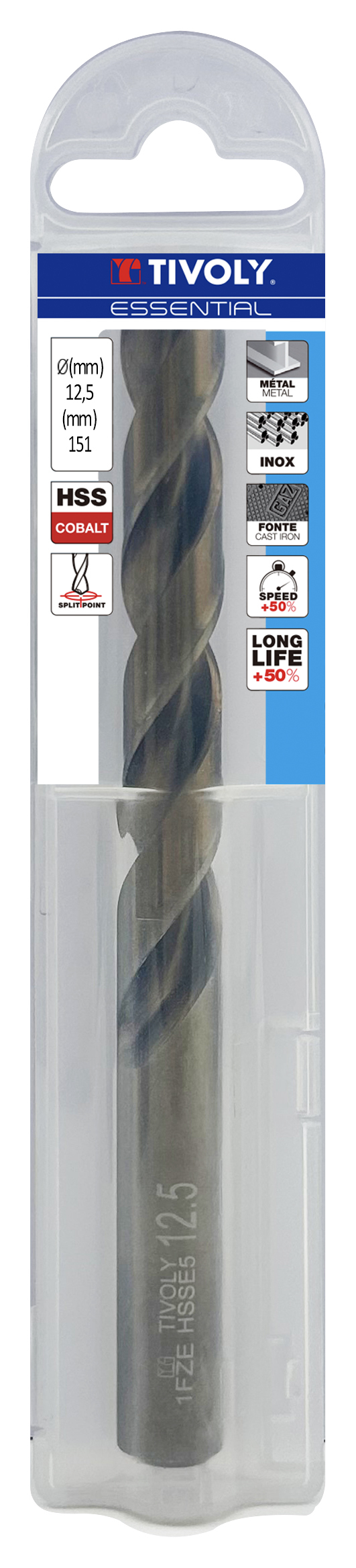 Foret métaux HSS-E5 -Revêtu GOLD -DIN338 -h8 -Pointe en croix Ø: 12.5 L: 151 TIVOLY - 11455041250