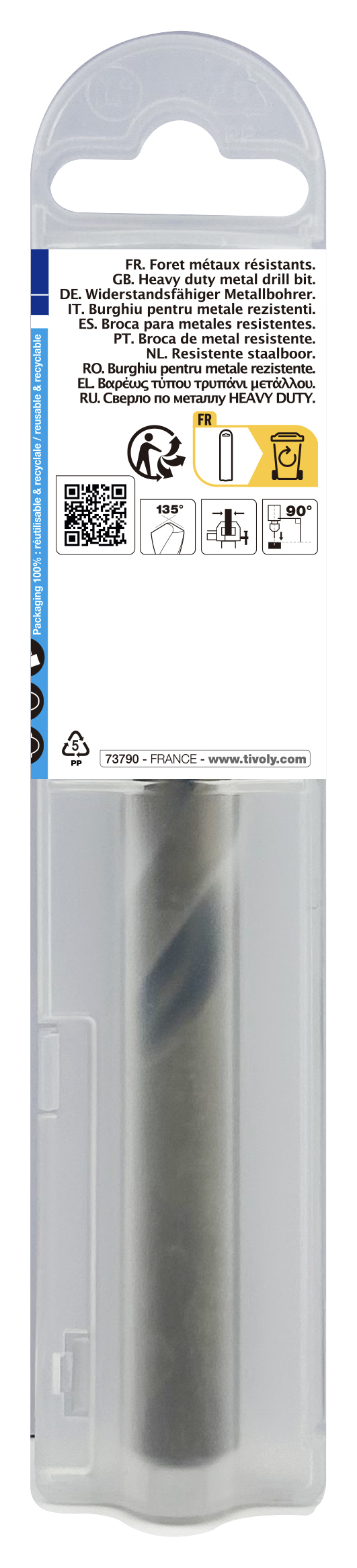 Foret métaux HSS-E5 -Revêtu GOLD -DIN338 -h8 -Pointe en croix Ø: 12.5 L: 151 TIVOLY - 11455041250