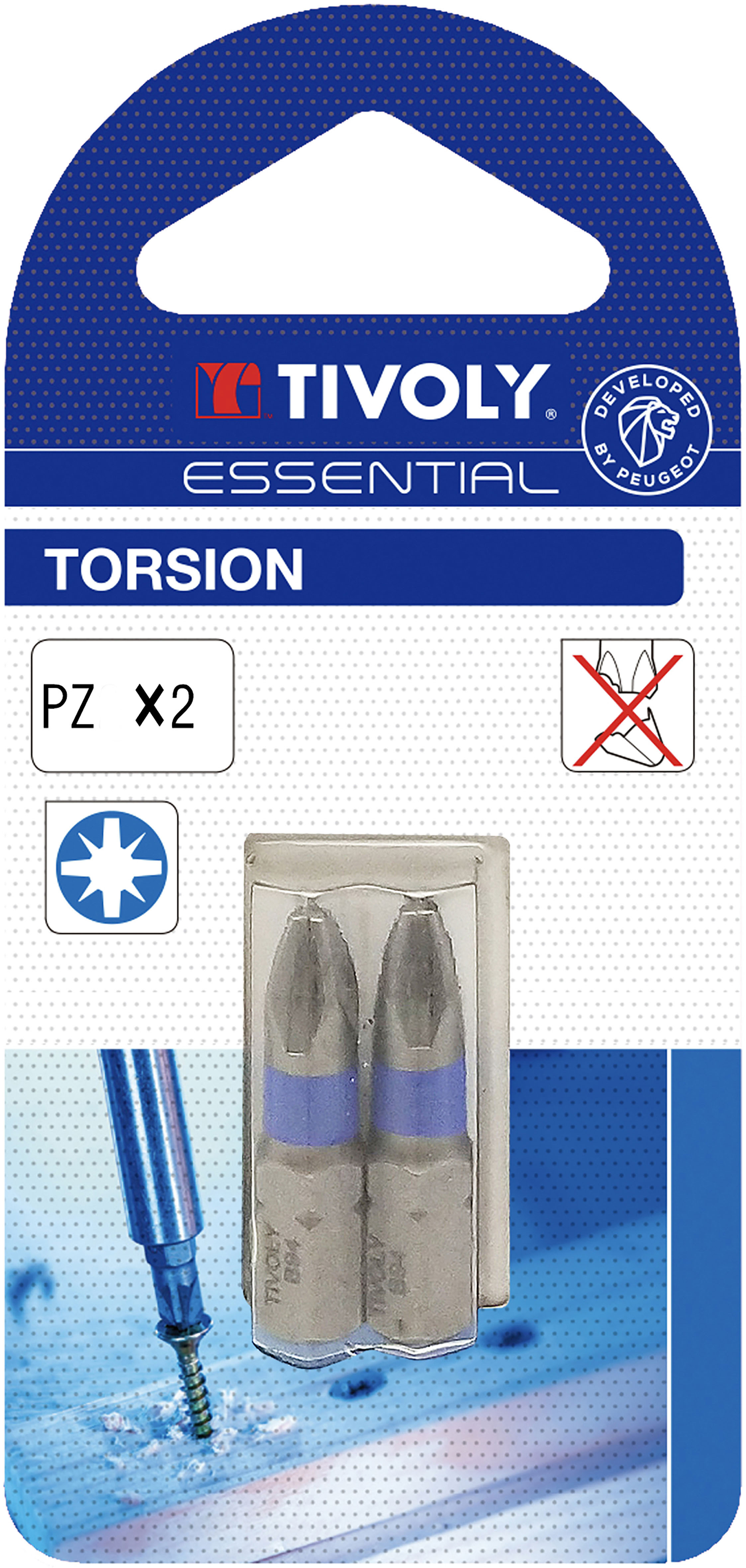 Embout de vissage -Torsion -Pour vis Pozidriv (Blister) N°: N1 / L: 25 TIVOLY - 11520220100