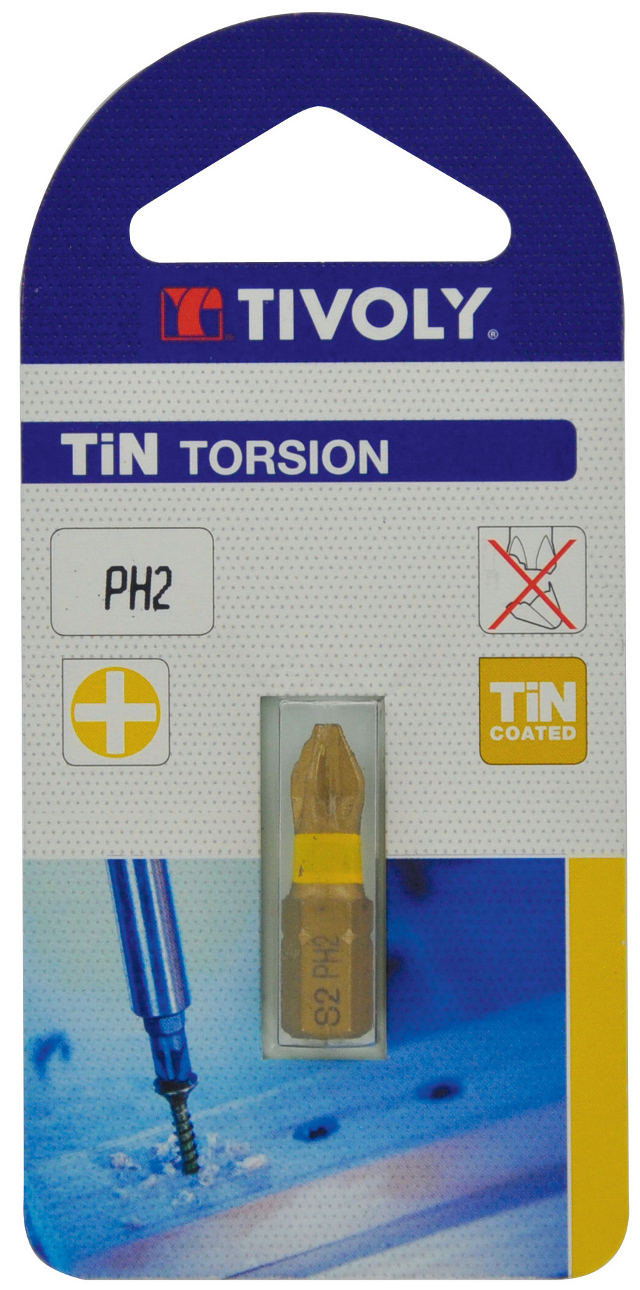 Embout de vissage -Torsion TiN -Pour vis Phillips (Blister) N°: N3 / L: 25 TIVOLY - 11522320300