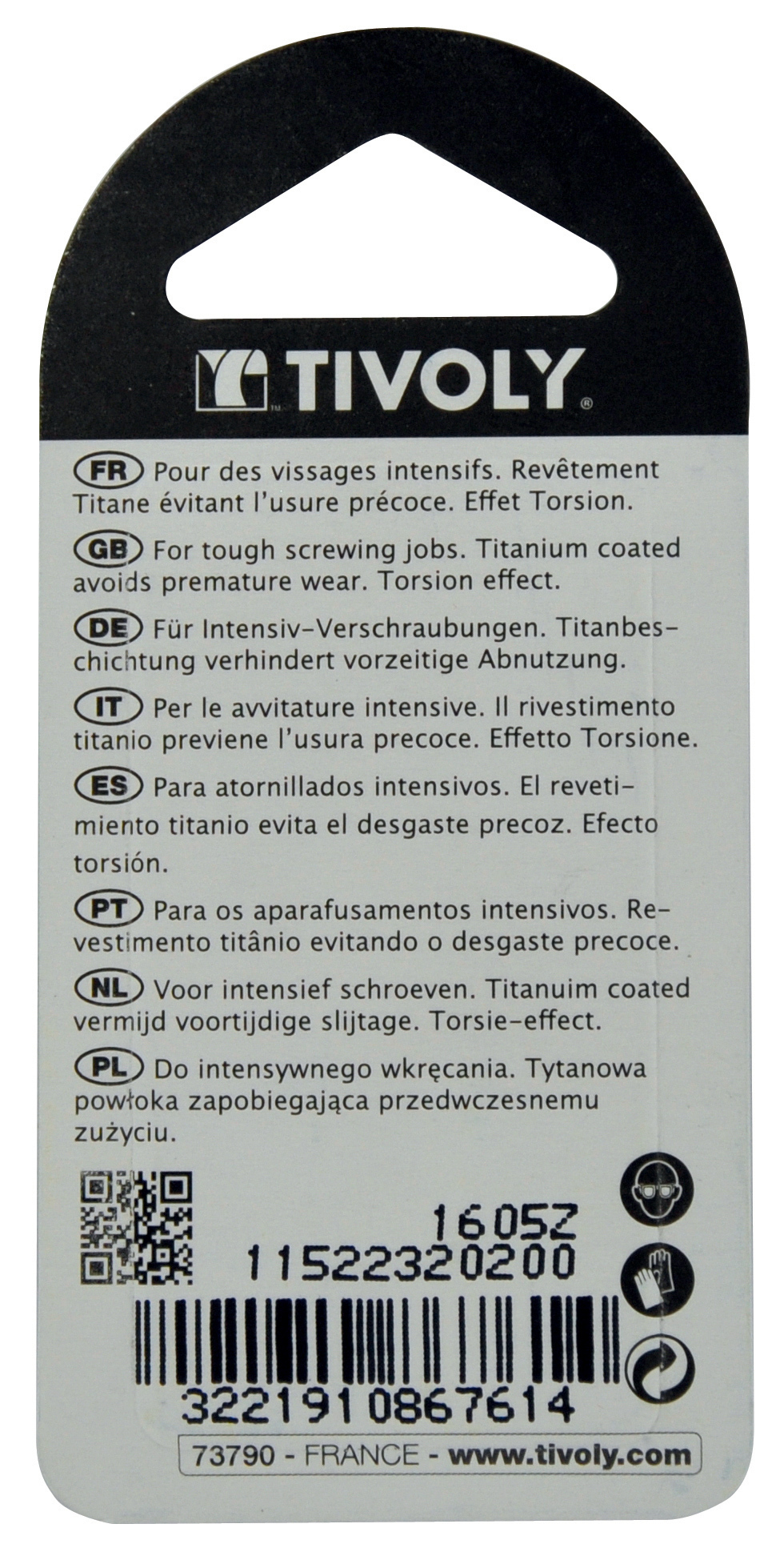 Embout de vissage -Torsion TiN -Pour vis Phillips (Blister) N°: N3 / L: 25 TIVOLY - 11522320300