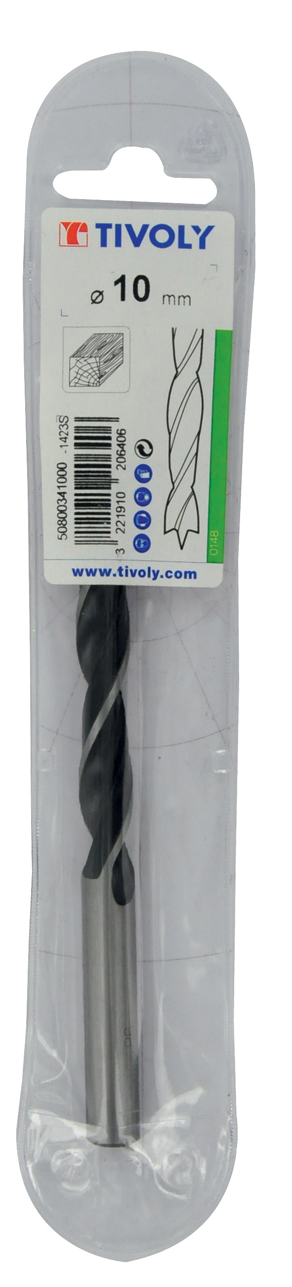 Foret bois 3 pointes -Queue cylindrique (Etui plastique) / L: 115 Ø: 8 TIVOLY - 50800340800