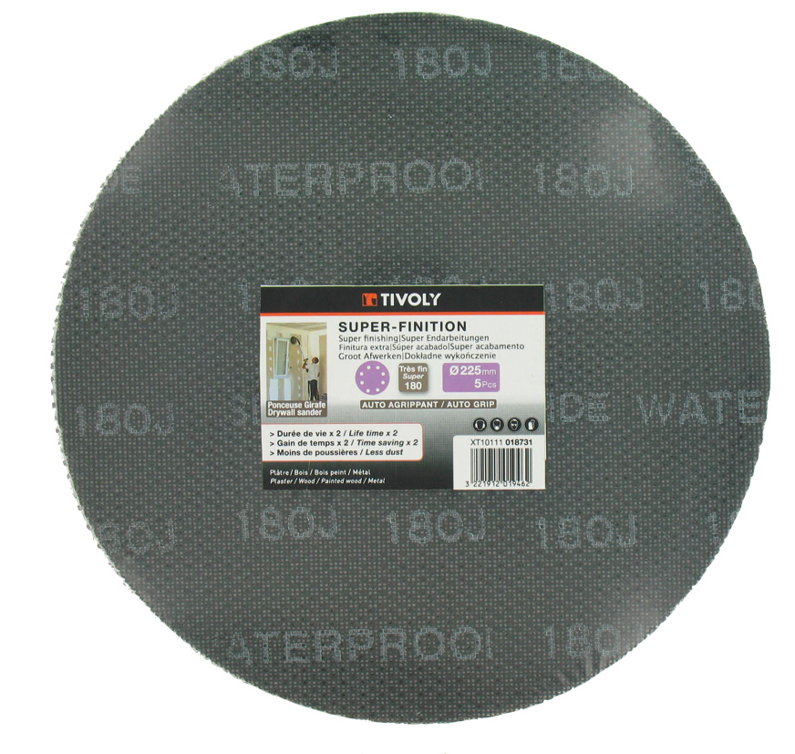 Disque MAILLE -AUTO-AGRIPPANT -Ø225mm -Pour ponceuse GIRAFE / Dim Ø225 / Gr : 180 TIVOLY - XT10111018731