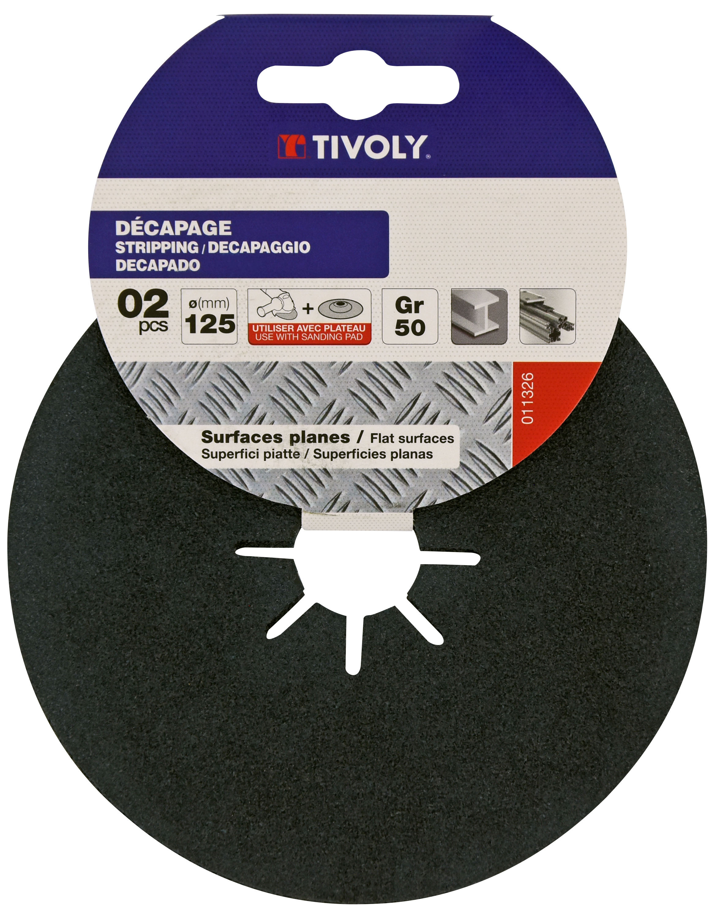 Disque FIBRE ZIRCONIUM (Cartonnette brochable) / Dim Ø125 / Gr : 50 TIVOLY - XT10112011326