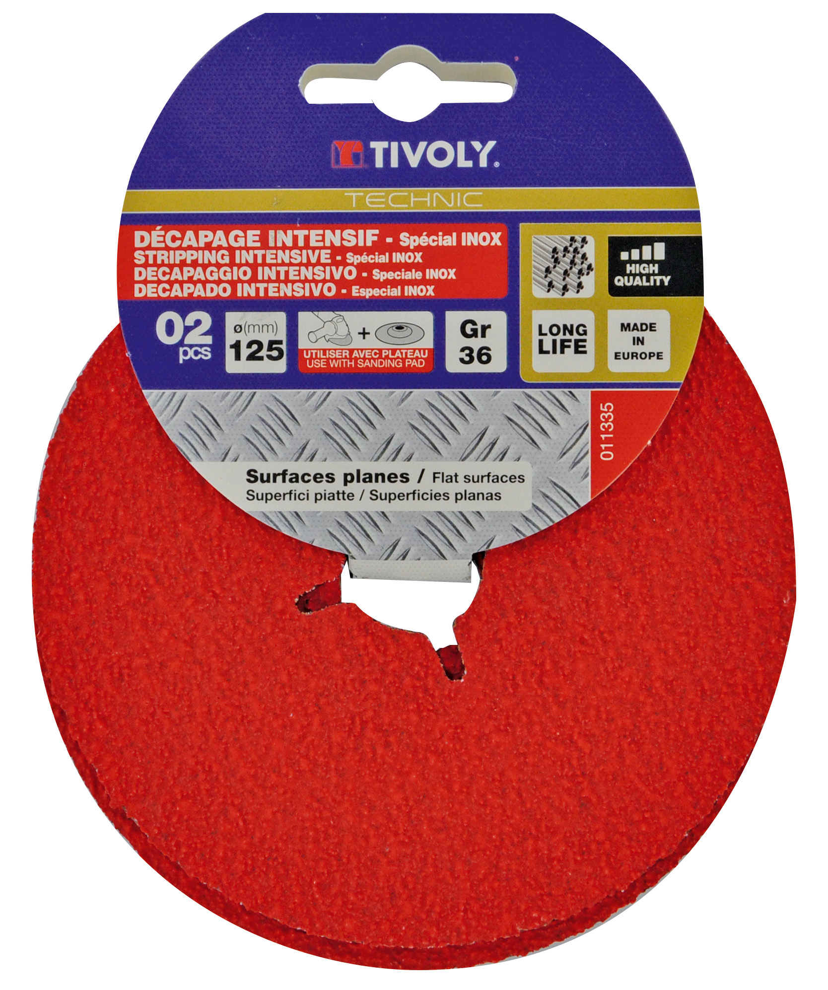 Disque FIBRE CERAMIQUE Spécial INOX / Dim Ø125 / Gr : 80 TIVOLY - XT10112011337