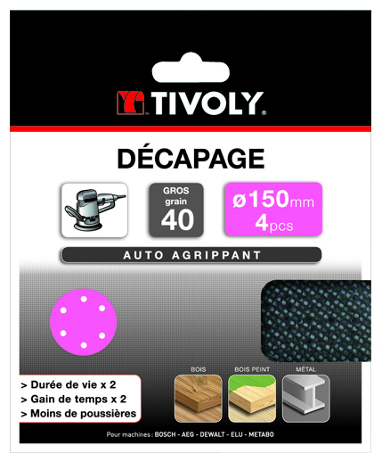 Disque MAILLE -AUTO-AGRIPPANT -Ø150mm -Pour ponceuse excentrique / Dim Ø150 / Gr : 120 TIVOLY - XT10112019112