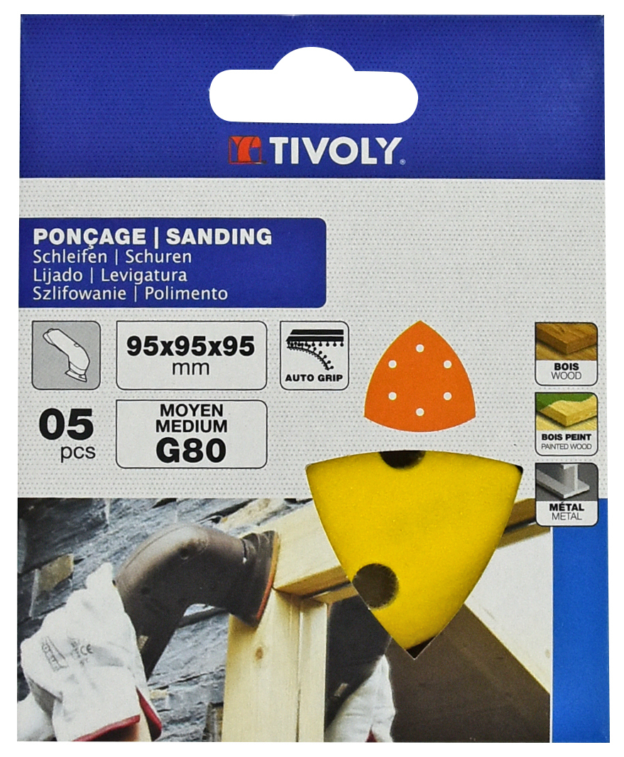 Patin AUTO-AGRIPPANT -95x95x95mm -Pour ponceuse Delta / Dim 95x95x95 / Gr : 180 TIVOLY - XT10122012043
