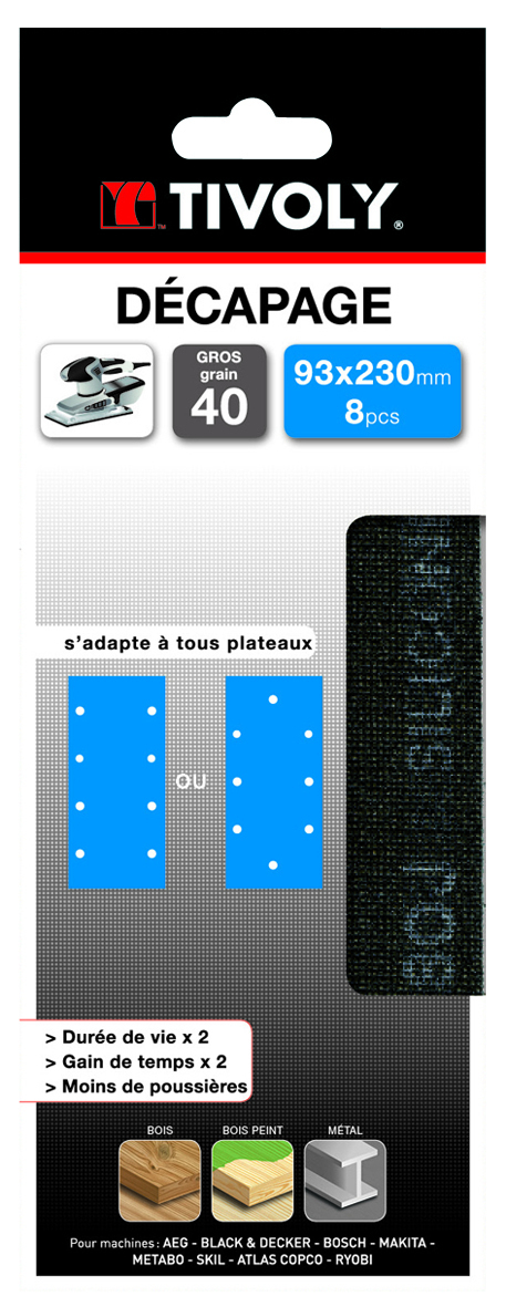 Patin MAILLE -93x230mm -Pour ponceuse vibrante / Dim 93x230 / Gr : 120 TIVOLY - XT10122019082