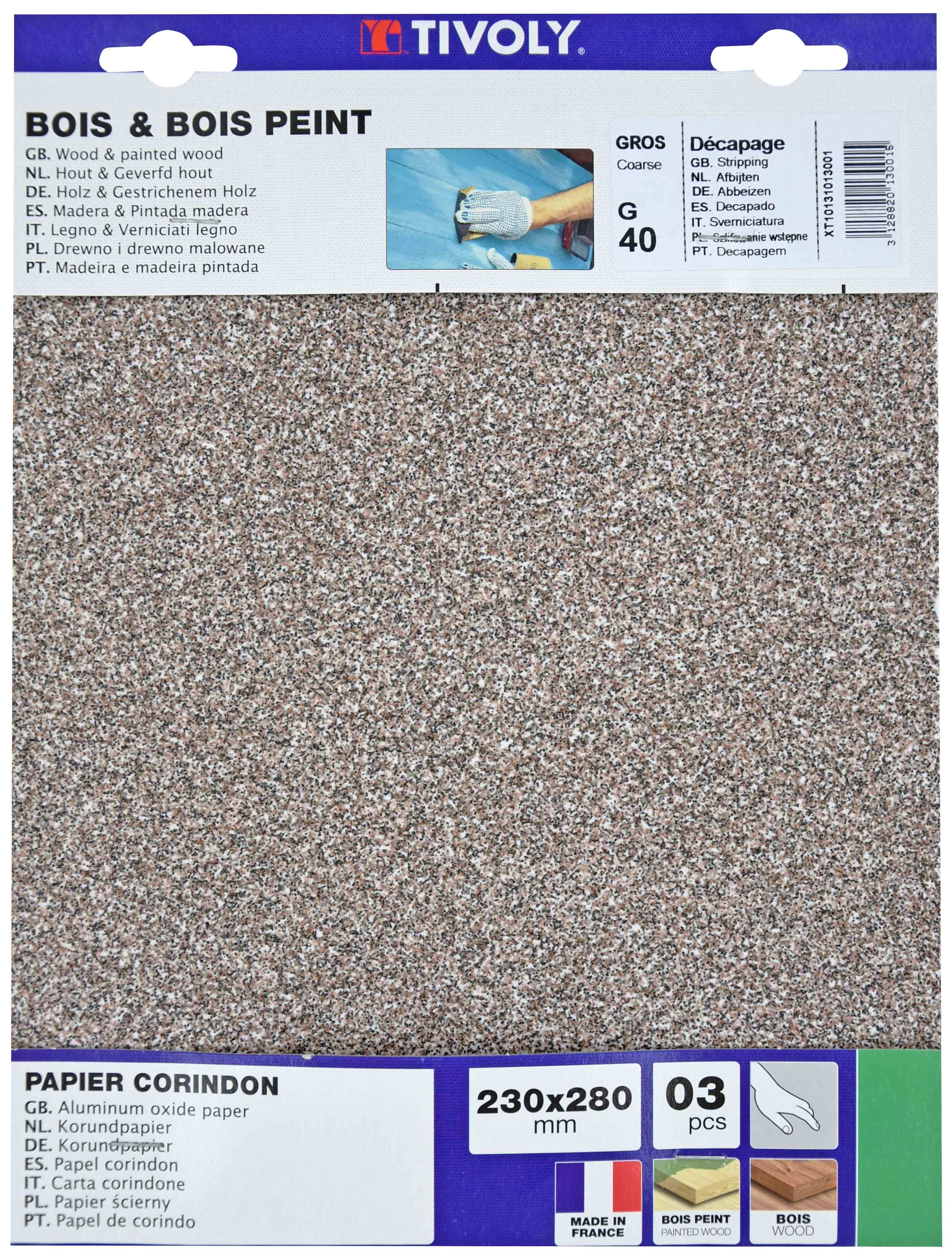 Feuilles Abrasives CORINDON -230x280mm / Dim 230x280 / Gr : 80 TIVOLY - XT10131013002