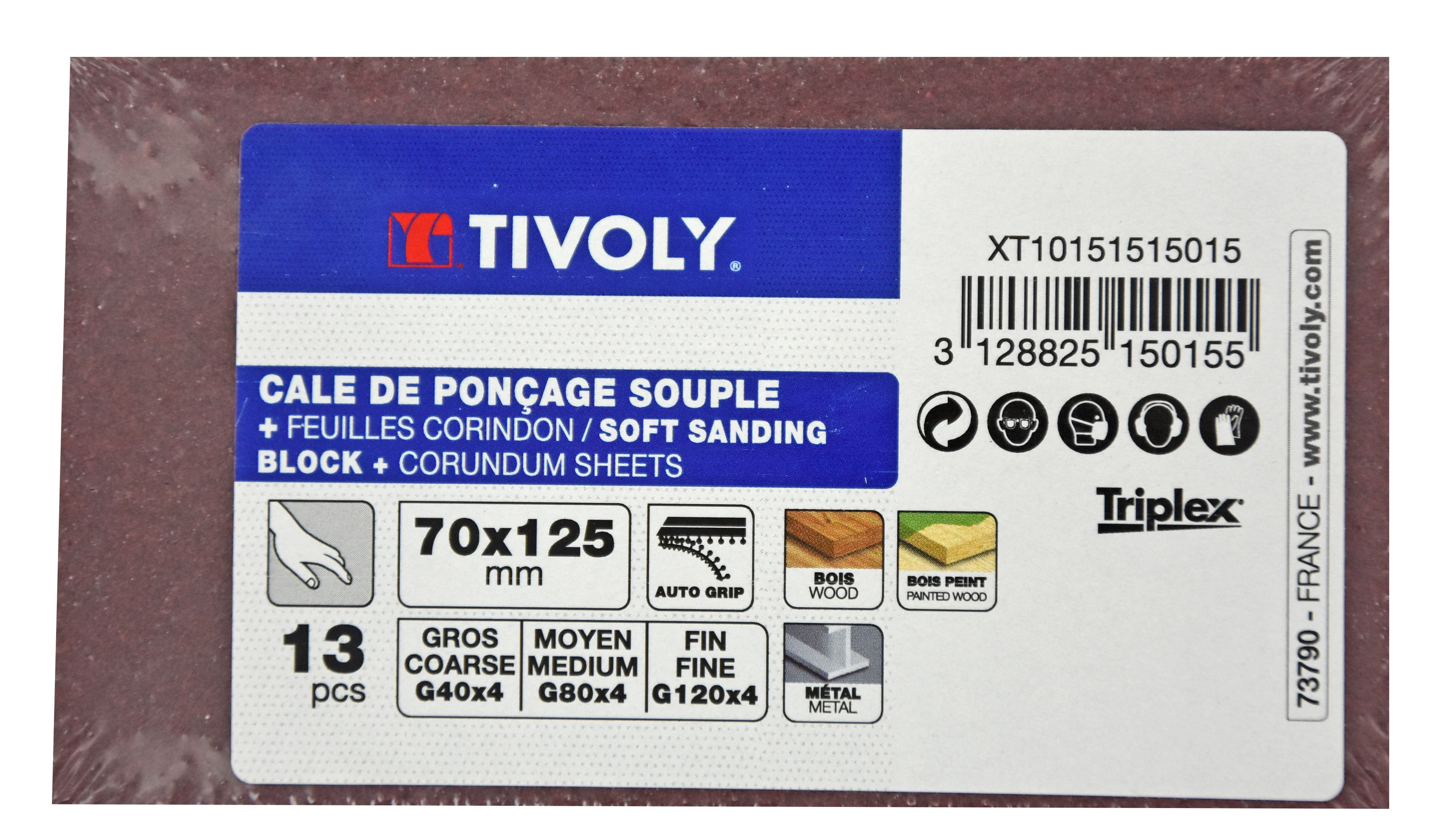 13 pièces -1 cale à poncer souple Ø 120 x70mm auto-agrippante + 12 feuilles TIVOLY - XT10151515015