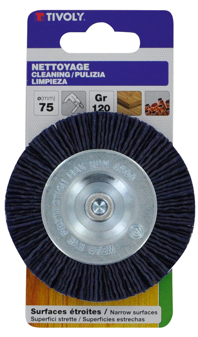 Brosse CIRCULAIRE -Fil nylon bleu -Ponçage du bois / Ø: 75 / TIVOLY - XT20222000783
