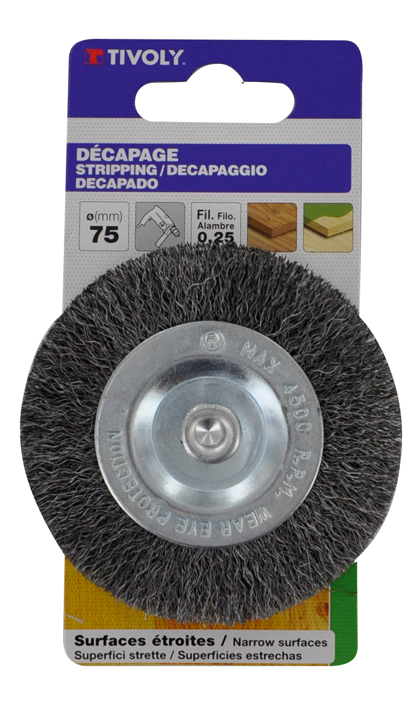 Brosse CIRCULAIRE -Pour perceuse -Fil acier ondulé -Décapage du bois / Ø: 50 / 0.25 TIVOLY - XT20252006051