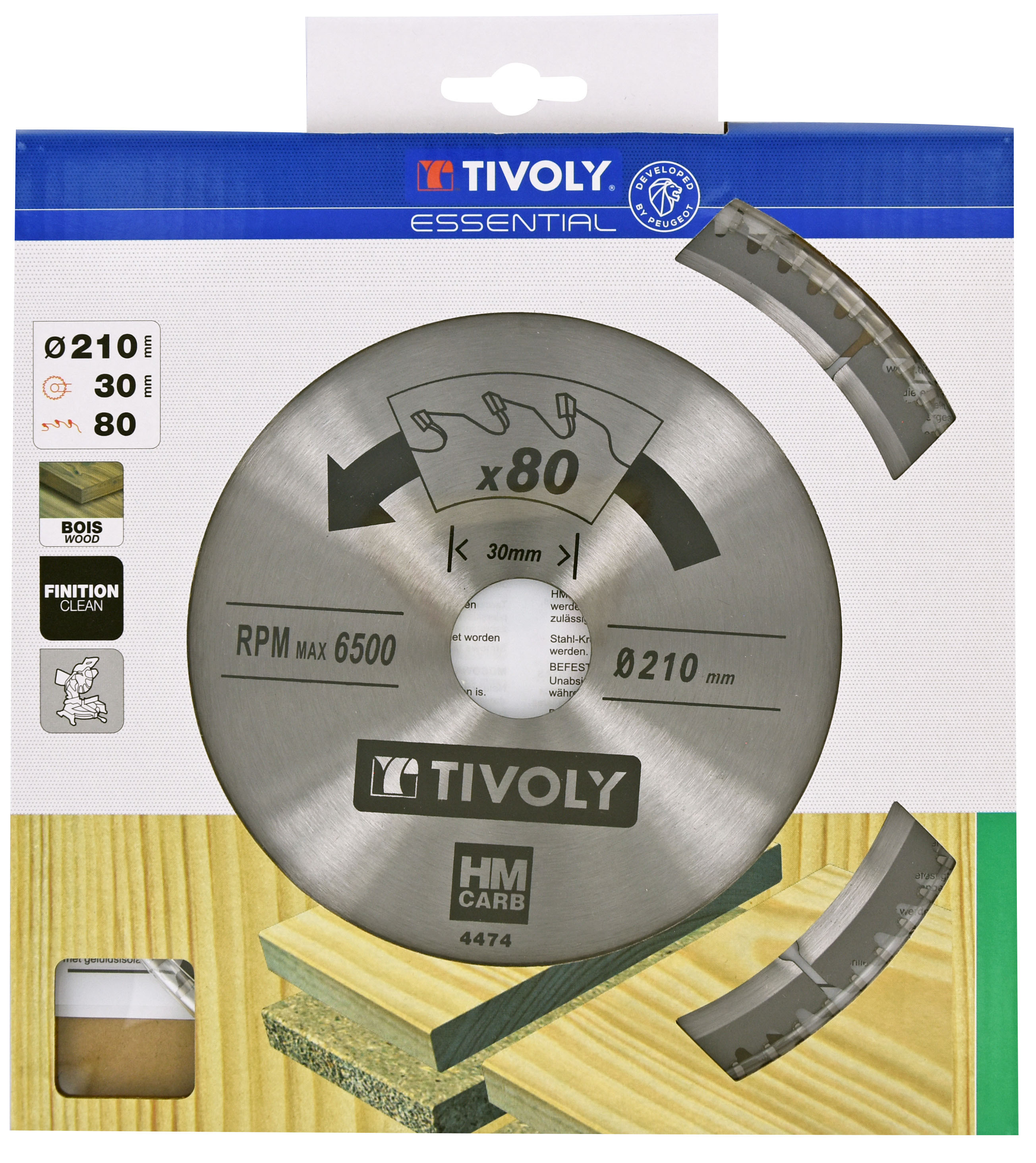 Lame de scie circulaire -Finition - Pour Bois dur, stratifié, parquet -Pour scie radiale Ø: 250 x Ø2: 30 x Z: 80 TIVOLY - XT50514004475