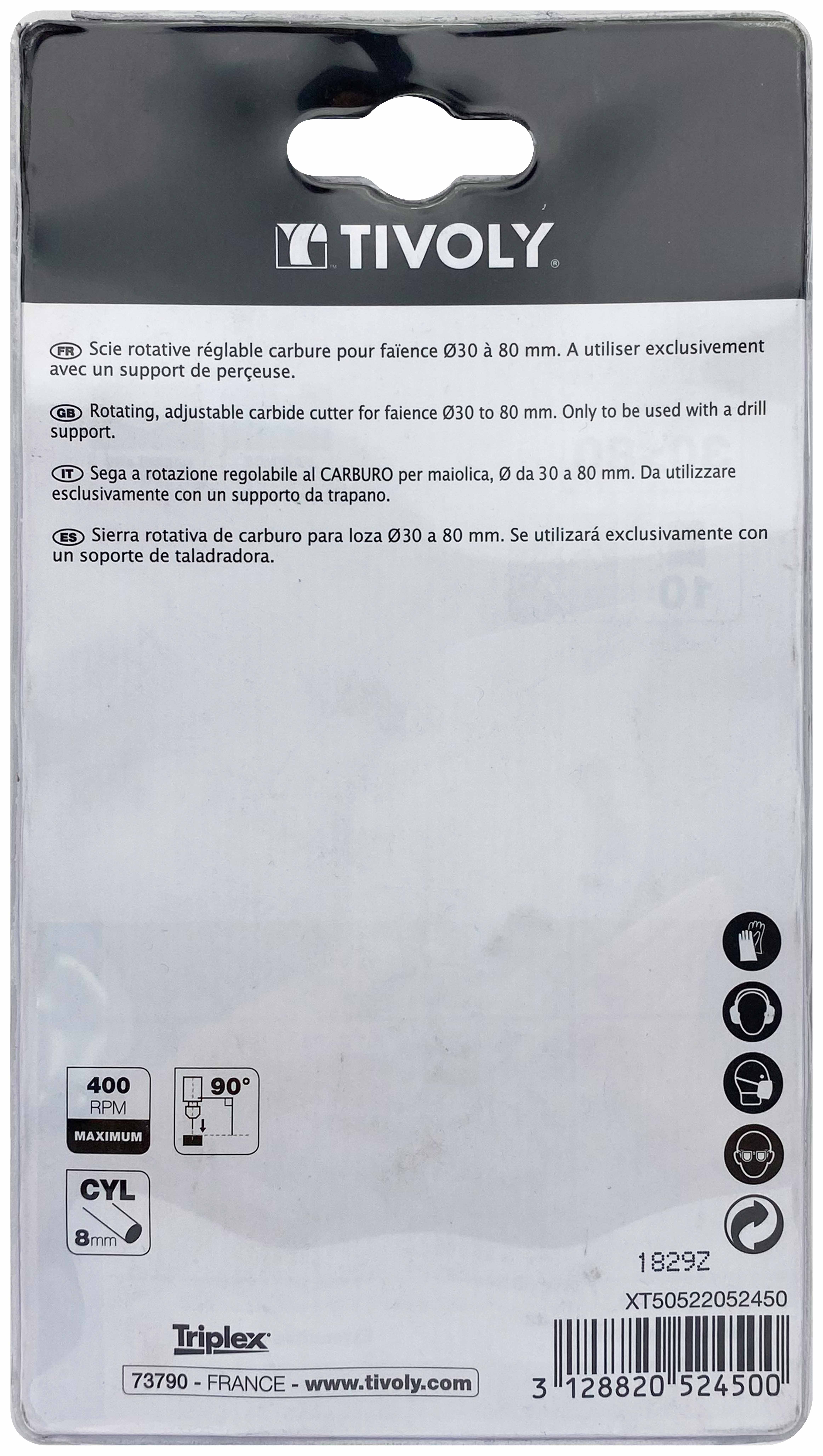 Scie rotative réglable carbure Ø 30 à 80mm TIVOLY - XT50522052450