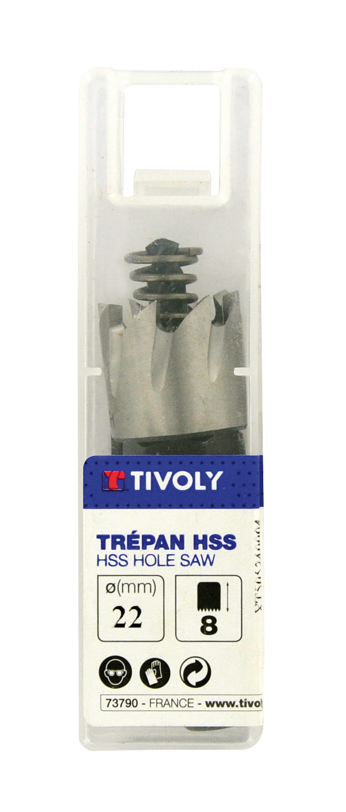 Trépan HSS avec pilote et éjecteur (Tube brochable) / H: 8 Ø: 32 TIVOLY - XT505240010