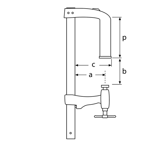 Serre-joint à serrage profond 4003-U - saillie 130mm ouverture 40cm - URKO - 1530040
