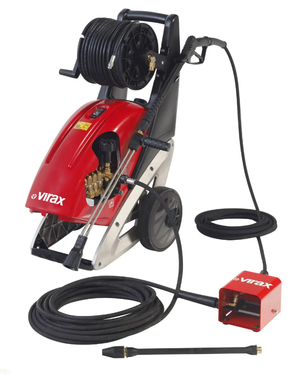 Hydrocureuse électrique 150bars VIRAX, pour canalisation D50-150, flexibles 10 et 15m, moteur 3,3kW - 293280
