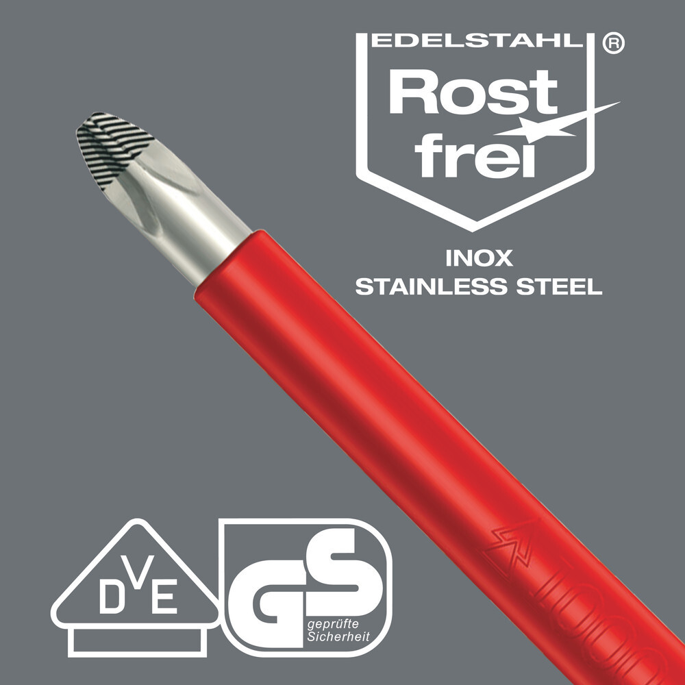 Tournevis isolé pour vis à fente, acier inoxydable 3160 i 0,5 x 3,0 x 80 mm WERA - 05022729001