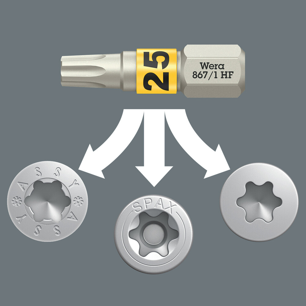 Embout avec fonction de retenue pour vis TORX 867/1 TORX HF 30 x 25 mm Wera - 05066144001