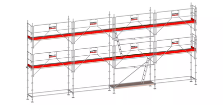 Echafaudage ALTRAD Facadier AERIS 78 m²-Structure longueur 13 m x hauteur de travail 6 m garde corps sécurité au montage - L45P078GSP