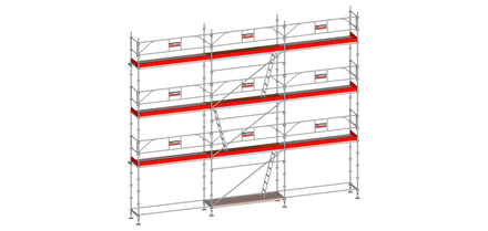 Echafaudage ALTRAD Facadier AERIS 80 m²-Structure longueur 10 m x hauteur de travail 8 m avec garde de corps fixe standard - L45P080GFP