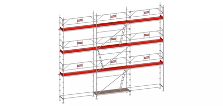 Echafaudage ALTRAD Facadier AERIS 80 m²-Structure longueur 10 m x hauteur de travail 8 m avec garde de corps fixe standard- L45P080GF