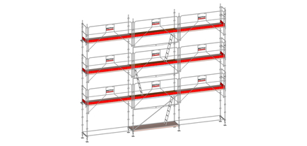 Echafaudage ALTRAD Facadier AERIS 80 m²-Structure longueur 10 m x hauteur de travail 8 m avec garde de corps sécurité au montage- L45P080GS