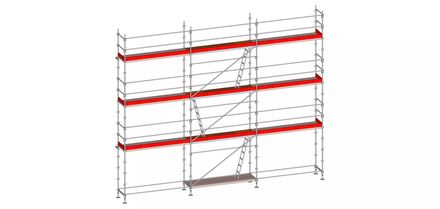 Echafaudage ALTRAD Facadier AERIS 80 m²-Structure longueur 10 m x hauteur de travail 8 m avec planchers- L45P080LIP