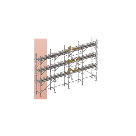 Lot Echafaudage ALTRAD Facadier AERIS 104 m²- Version structure seule + lisse - longueur 13 m x hauteur de travail 8 m - L45P104LI