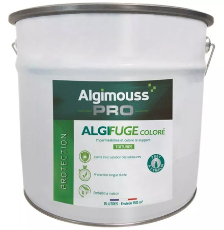 ALGIFUGE COLORE Rouge tuile 15 L - Imperméabilisant et rénovant pour toitures ALGIMOUSS - 027006