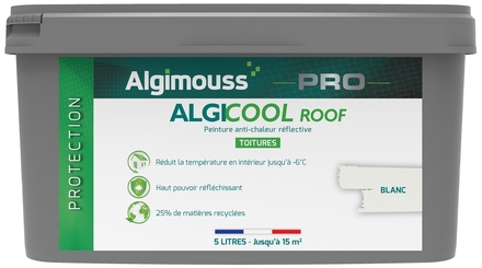 Peinture anti-chaleur réflective toiture 5L Blanc Ral 9010 - ALGIMOUSS - 029003