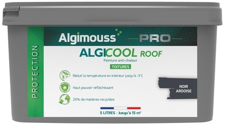 Peinture anti-chaleur réflective toiture 5L Noir ardoise Ral 7024 - ALGIMOUSS - 029007