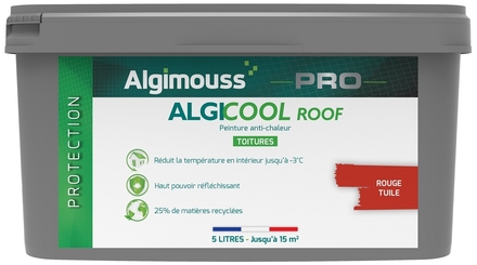 Peinture anti-chaleur réflective toiture 5L Rouge tuile Ral 3016 - ALGIMOUSS - 029011