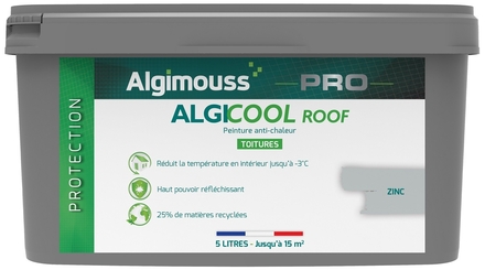 Peinture anti-chaleur réflective toiture 5L Zinc Ral 7035 - ALGIMOUSS - 029015