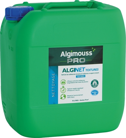 ALGINET TOITURES - 15 LITRES - Nettoyant toitures spécial lichens gris ALGIMOUSS - 084002