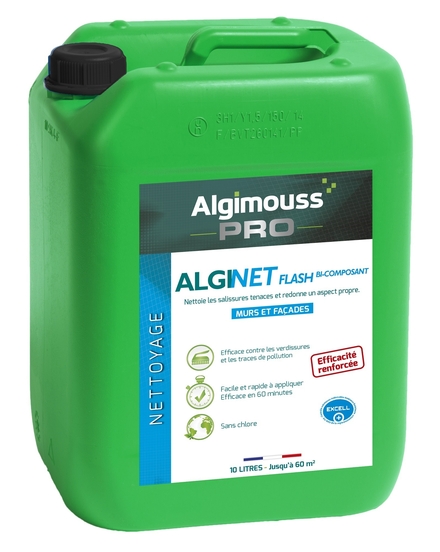 ALGINET FLASH 10 LITRES BI-COMPOSANT - Nettoyant décrassant façades ALGIMOUSS - 097001