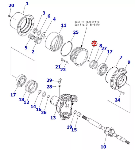 BAGUE PONT AVANT ARRIERE - KOMATSU - 20K-22-31260