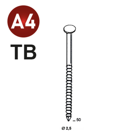 6000 COILS S 25X50 ANNELÉ INOX A4 TB - ASLAFIX - 16S25508