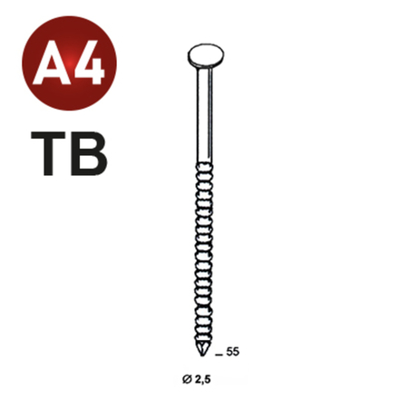 6000 COILS S 25X55 ANNELÉ INOX A4 TB - ASLAFIX - 16S25558