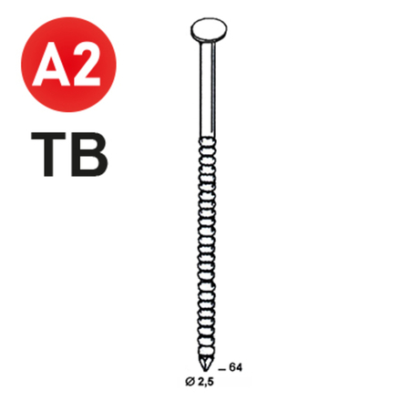4200 COILS S 25X64 ANNELÉ INOX A2 TB - ASLAFIX - 16S25648A2