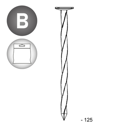 Pointe tête plate carré-torsadée 5,0X125 - 1 KG - ASLAFIX - 1P501254