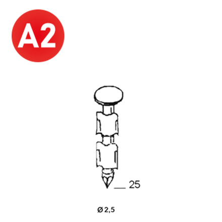 2000 POINTES JDB 20° 25X25 ANNELÉES INOX - ASLAFIX - 20250259