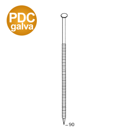 2040 POINTES 34° 31 X 90 ANNELÉES GALVA PDC - ASLAFIX - 34310906DC